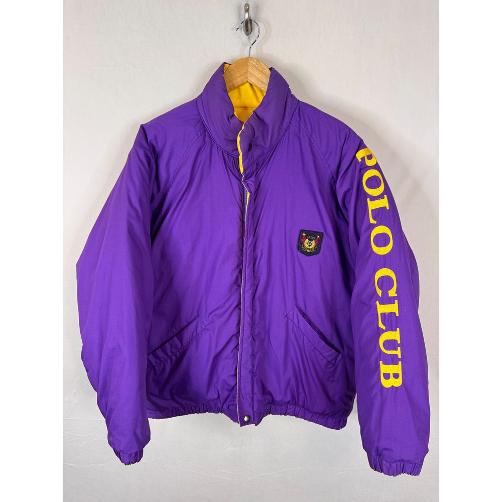 Vintage Descente Polo Club‎ Reversible Puffer Jacket Purple Yellow Mens L/XL 90s